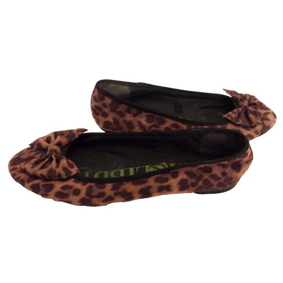 Sam and Libby Vintage Leopard Pattern Flats Large Bow Sz. 8 1/2 - Picture 5 of 7
